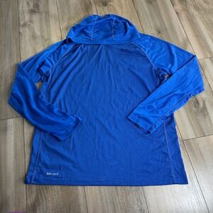 Nike Dri Fit Mens Long‎ Sleeve Hoodie Blue Stripe Athletic Pullover Size L